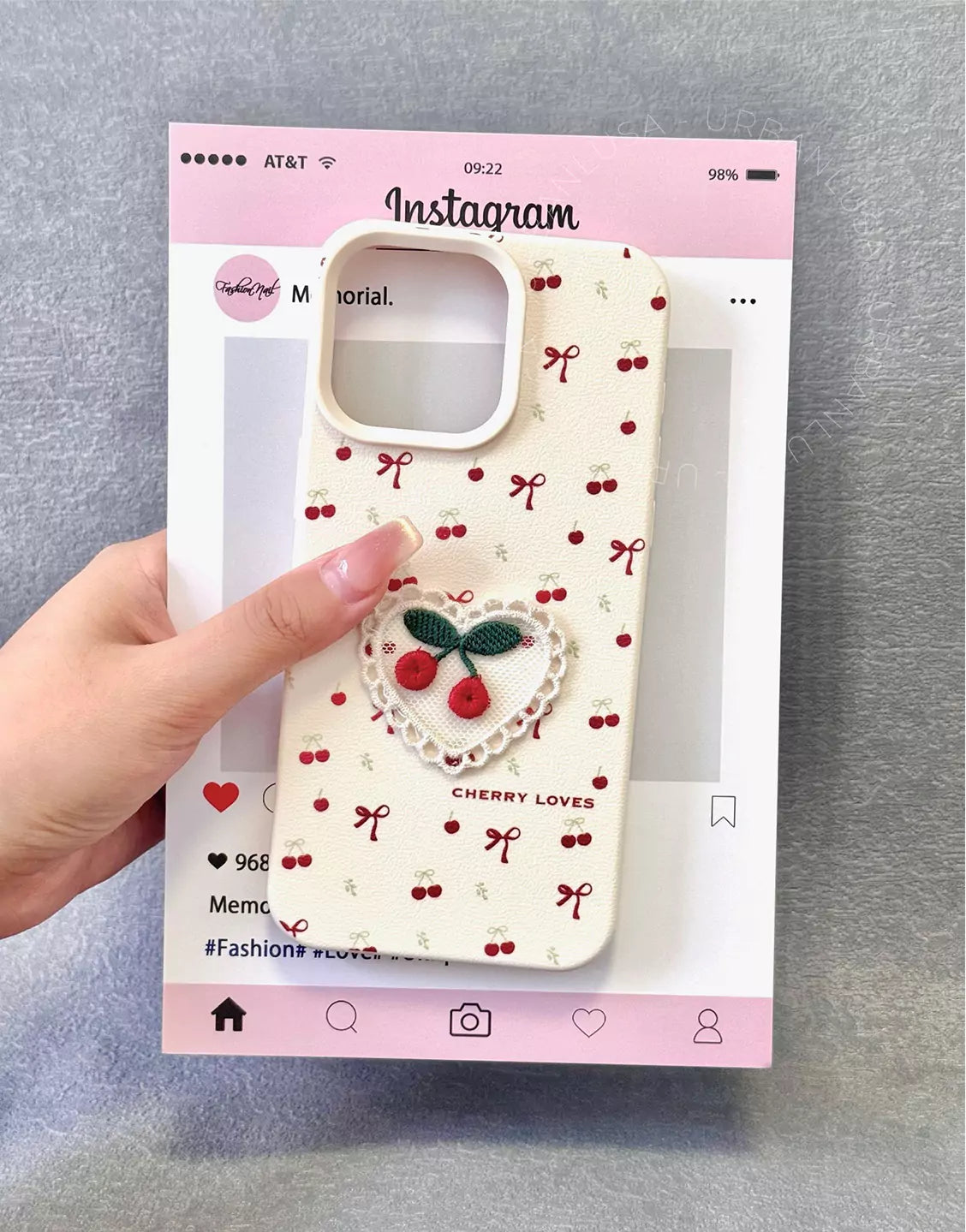 Cute Embroidered Cherry Phone Case for iPhone 16 15 14 13 12 Pro Max Cute iPhone 16 15 14 13 12 Case Kawaii Aesthetic Phone Case