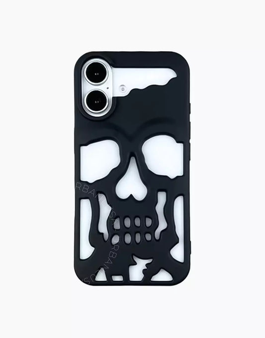 Coque iPhone à motif crâne gothique mat foncé et grunge