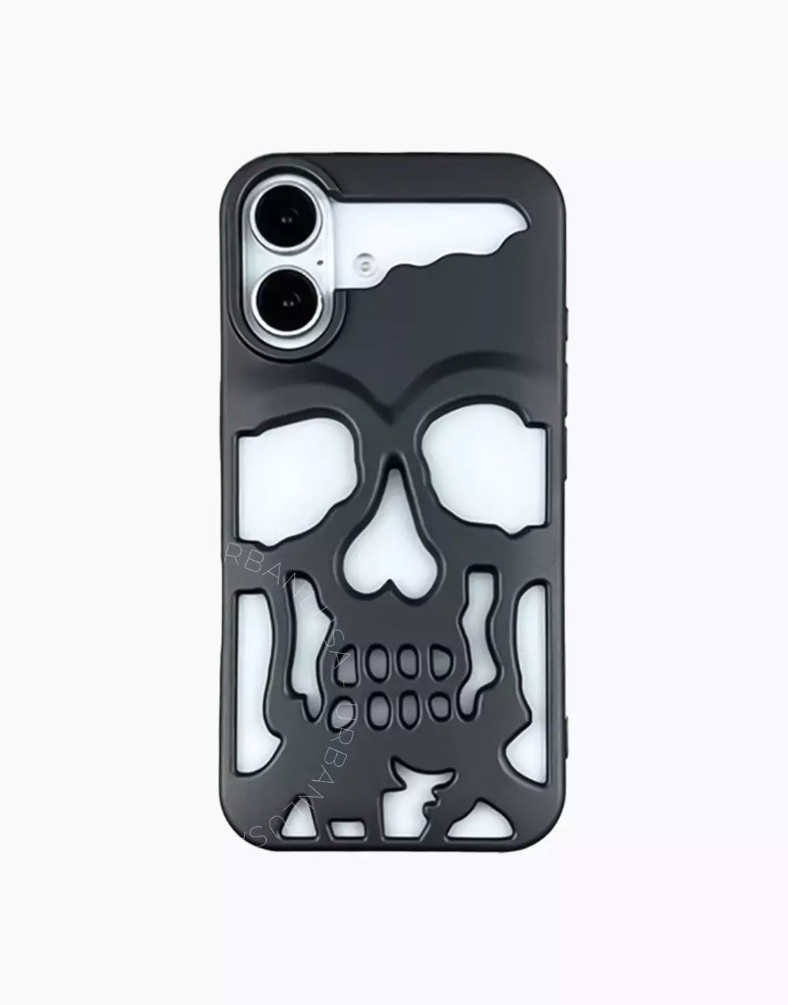 Dark Grey Grunge Matte Gothic Skull iPhone Case