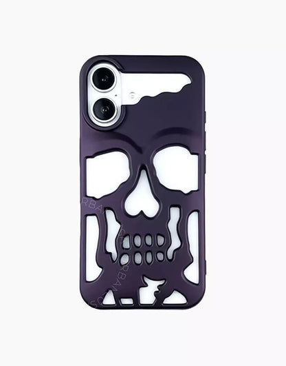 Dark Grunge Matte Purple Gothic Skull iPhone Case