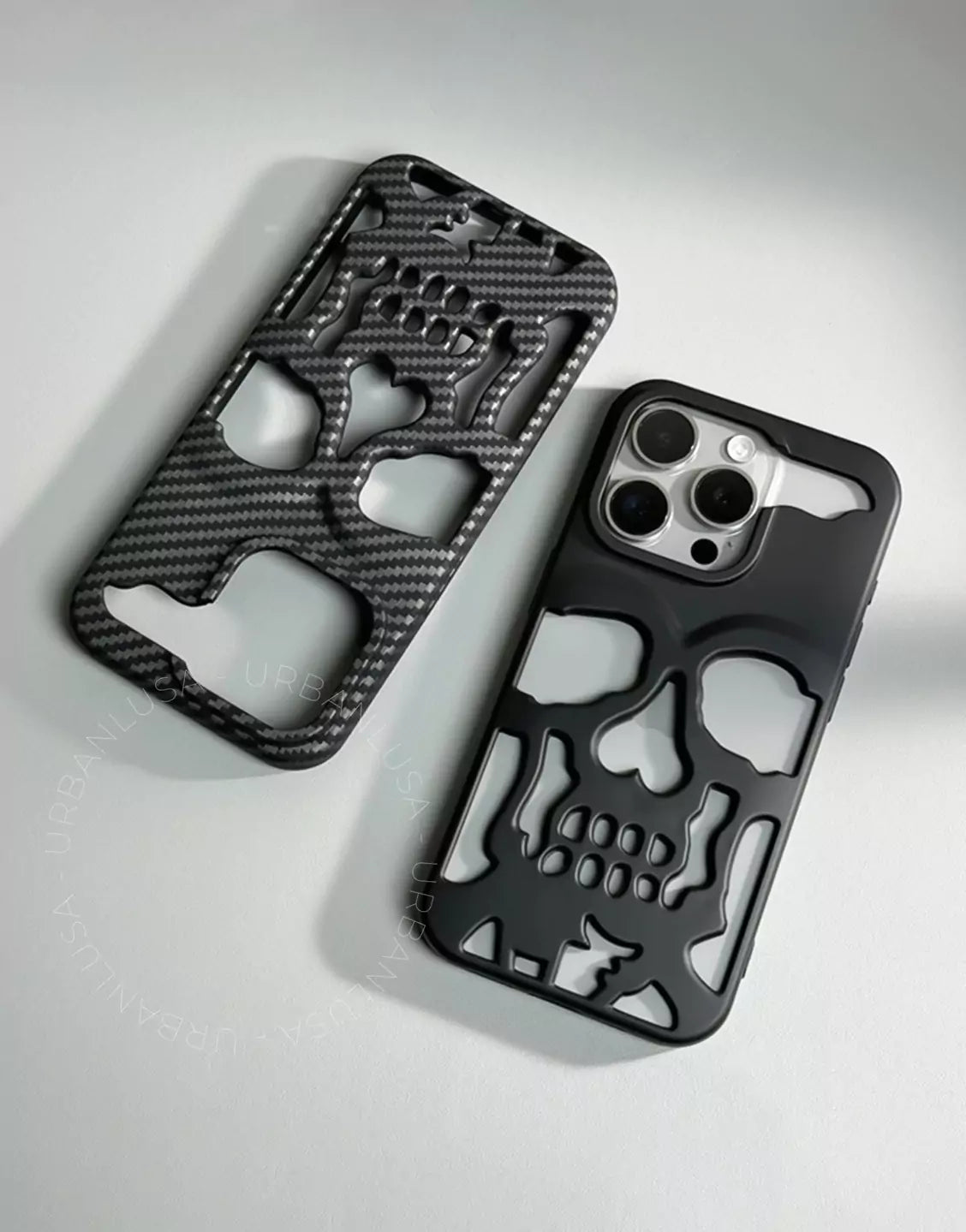 Dark Grey Grunge Matte Gothic Skull iPhone Case