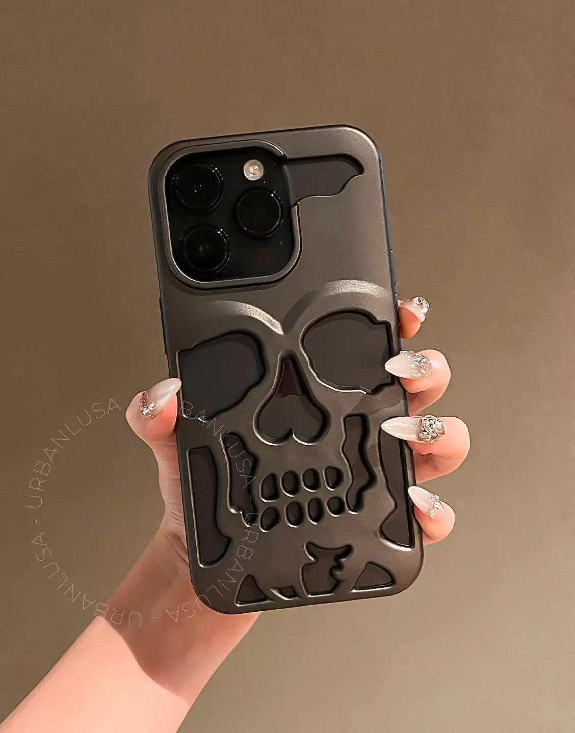 Dark Grey Grunge Matte Gothic Skull iPhone Case