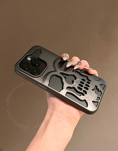 Dark Grey Grunge Matte Gothic Skull iPhone Case