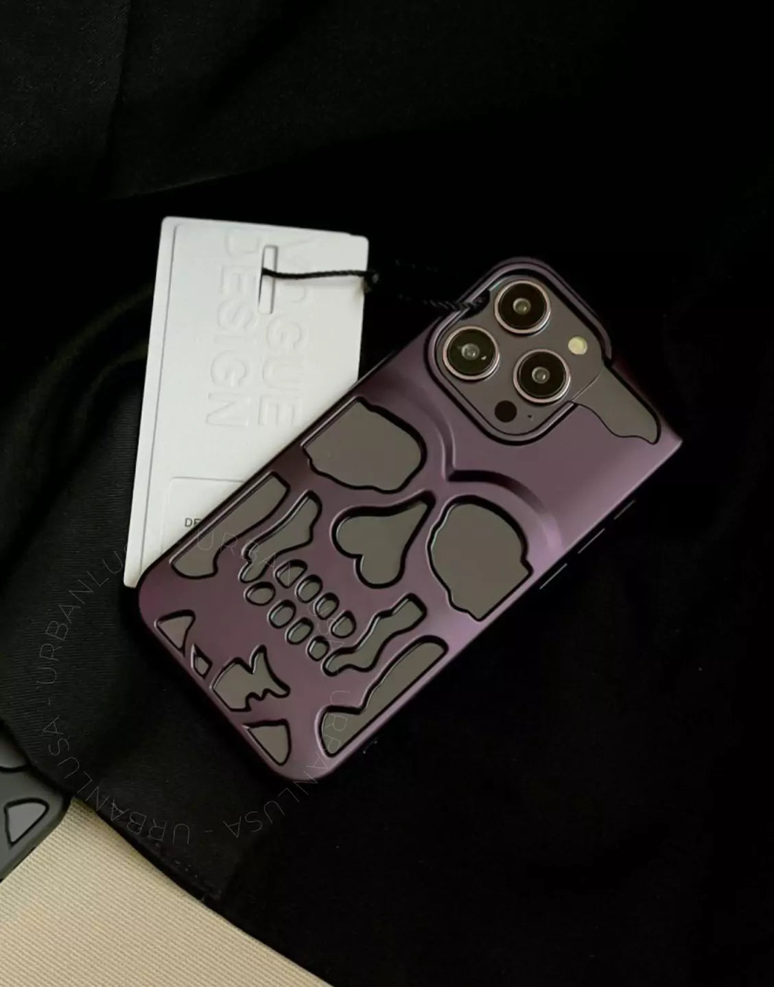 Dark Grunge Matte Purple Gothic Skull iPhone Case