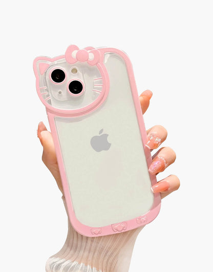 Kawaii Kitty Head Transparent iPhone Case - URBANLUSA