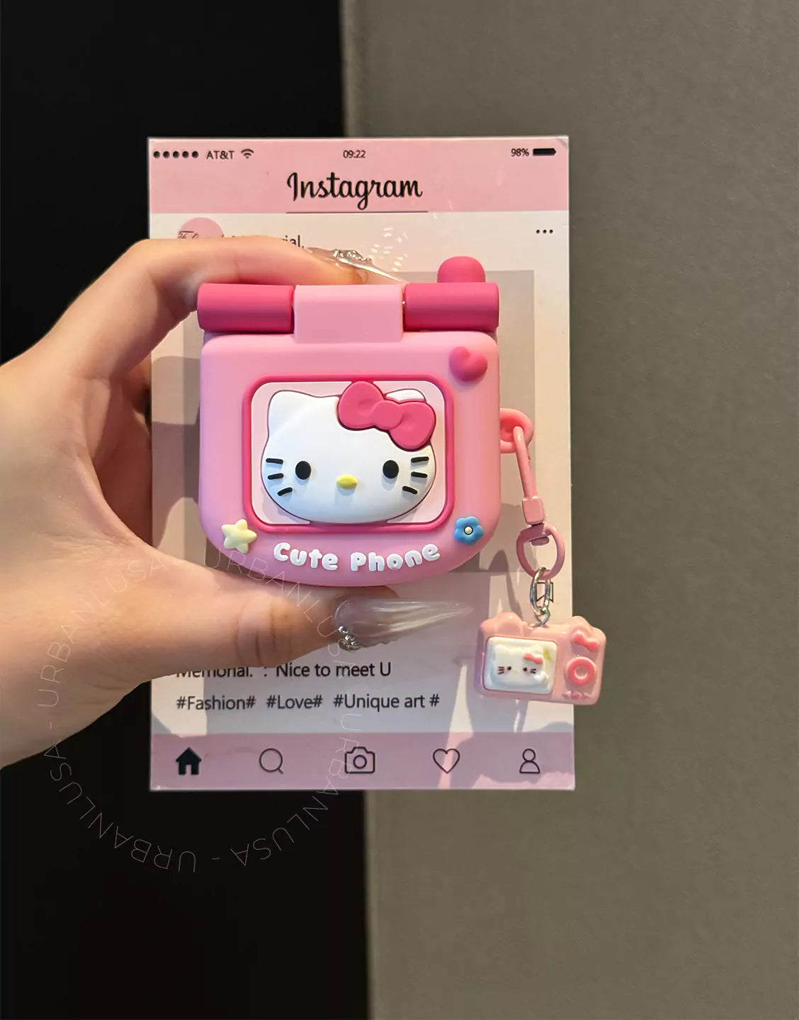 Kawaii Pink Flip Phone Kitty Mirror AirPods 4 Pro 2 Case AirPods 3 Case AirPods 1 2 Case, Cute AirPods Case, AirPods Pro Case, Aesthetic AirPods Case