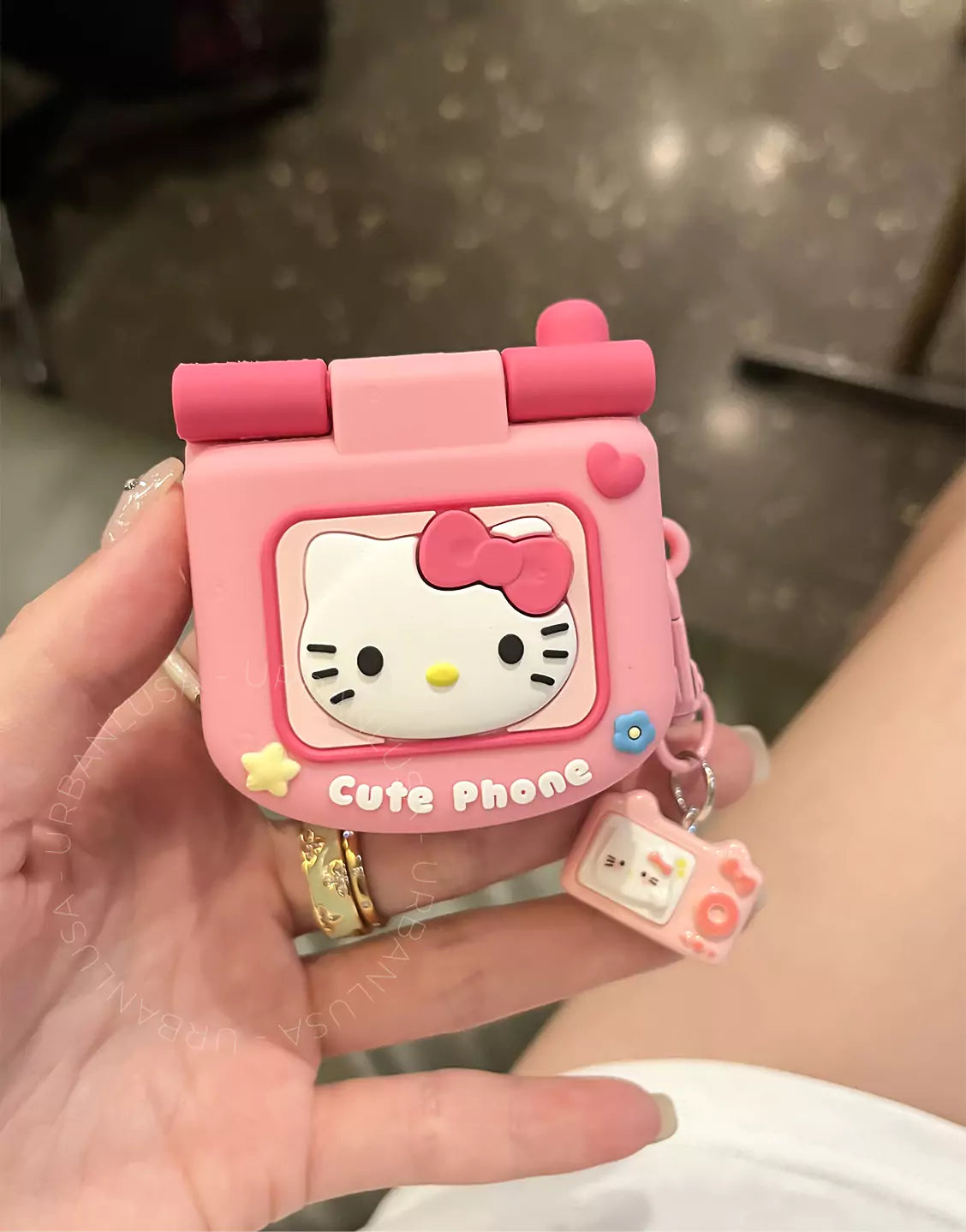 Kawaii Pink Flip Phone Kitty Mirror AirPods 4 Pro 2 Case AirPods 3 Case AirPods 1 2 Case, Cute AirPods Case, AirPods Pro Case, Aesthetic AirPods Case