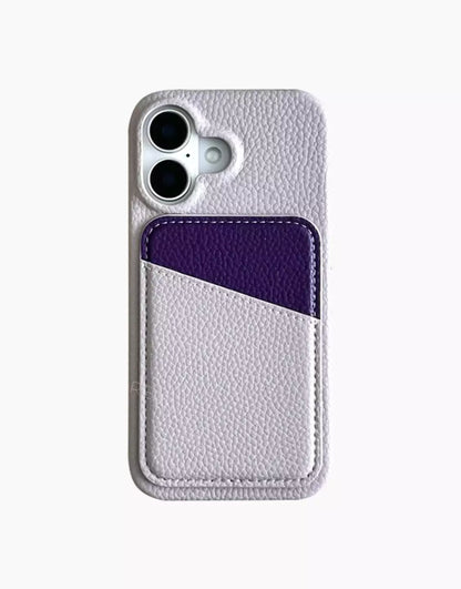 Cute Candy Color Purple Leather Phone Case with Card Holder for iPhone 16 15 14 13 12 11 Pro Max Cute iPhone 16 15 14 13 12 11 Case Aesthetic Phone Case Gift for Her