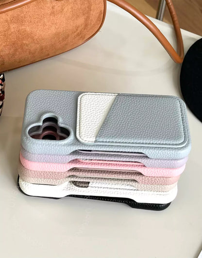 Cute Candy Color Leather Phone Case with Card Holder for iPhone 16 15 14 13 12 11 Pro Max Cute iPhone 16 15 14 13 12 11 Case Aesthetic Phone Case Gift for Her