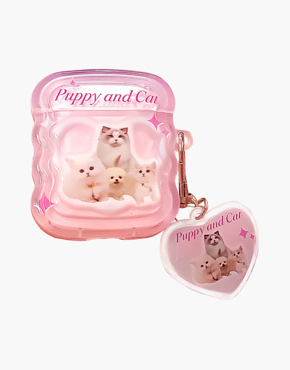 Aesthetic Cute Pink Kitten Puppy AirPods Case - URBANLUSA