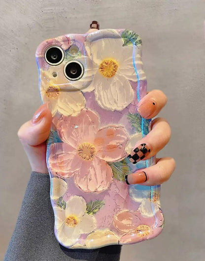 Pretty Colorful Flowers Wavy iPhone Case - URBANLUSA