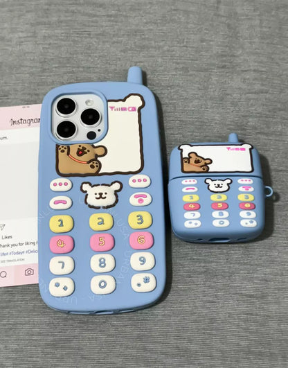 Happy Puppy Blue Classic Phone Style AirPods Case