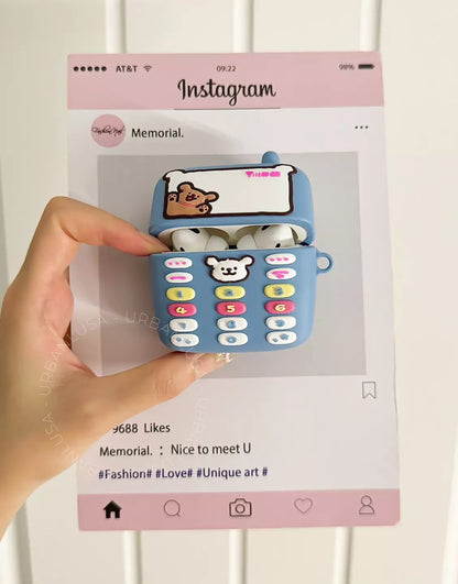 Happy Puppy Blue Classic Phone Style AirPods Case