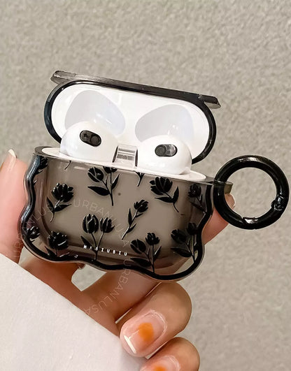 Retro Black Grunge Tulip Flower AirPods Case - URBANLUSA