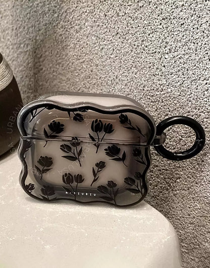 Retro Black Grunge Tulip Flower AirPods Case - URBANLUSA