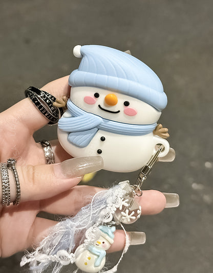 Cute Scarf Snowman AirPods Case with Snowman Tassel Pendant