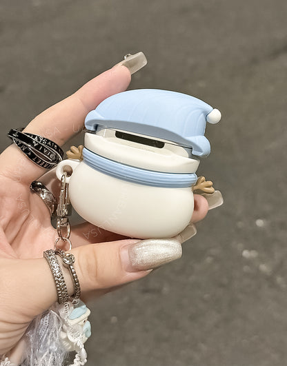 Cute Scarf Snowman AirPods Case with Snowman Tassel Pendant