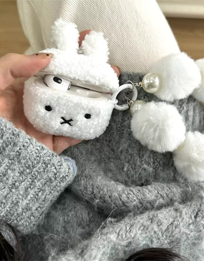 Winter Kawaii Rabbit Plushie AirPods Case