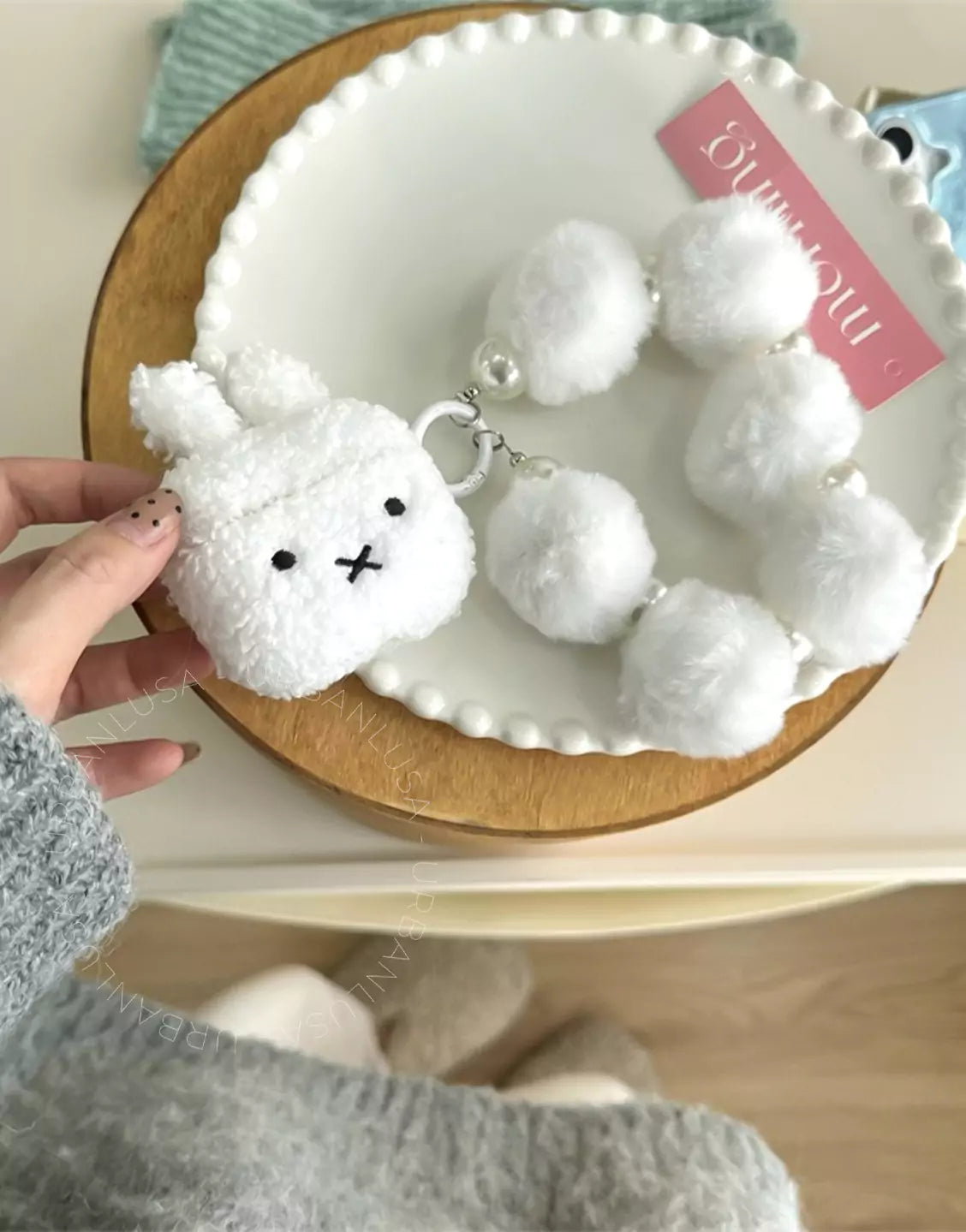 Winter Kawaii Rabbit Plushie AirPods Case