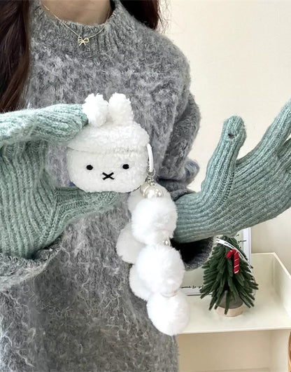 Winter Kawaii Rabbit Plushie AirPods Case