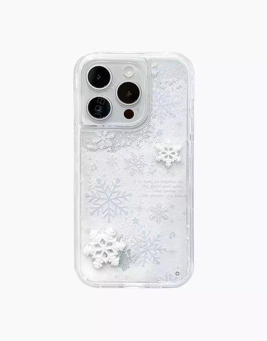 Winter Snowflake Quicksand Clear iPhone Case - URBANLUSA